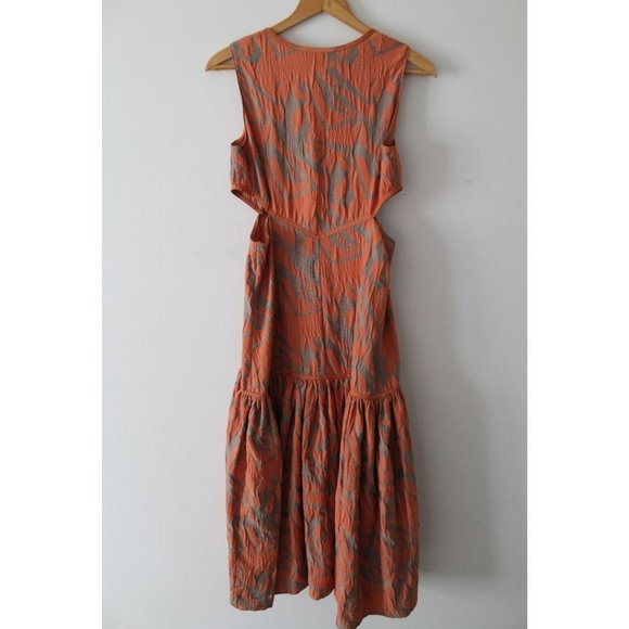Alexis Garcelle Cotton Cutout Midi Dress In Amber Size Medium - Picture 4 of 9